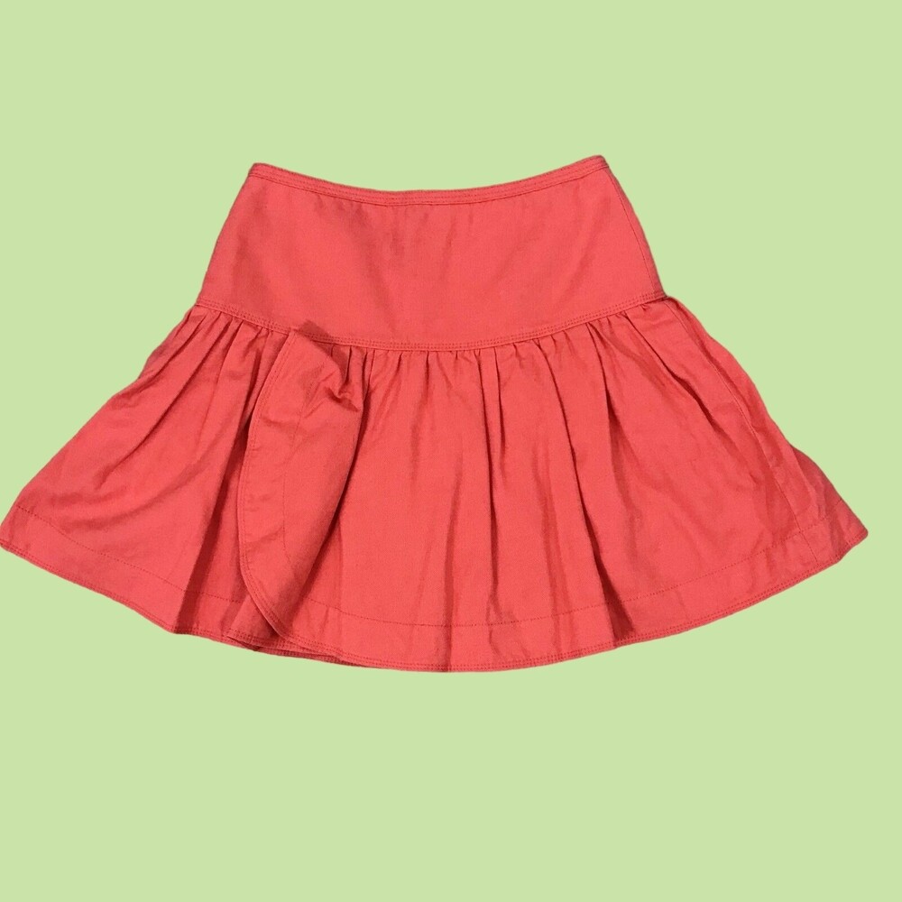 J. Crew Swish Skirt 00 Coral Linen Cotton Back Zip Lined Womens Mini MSRP $98